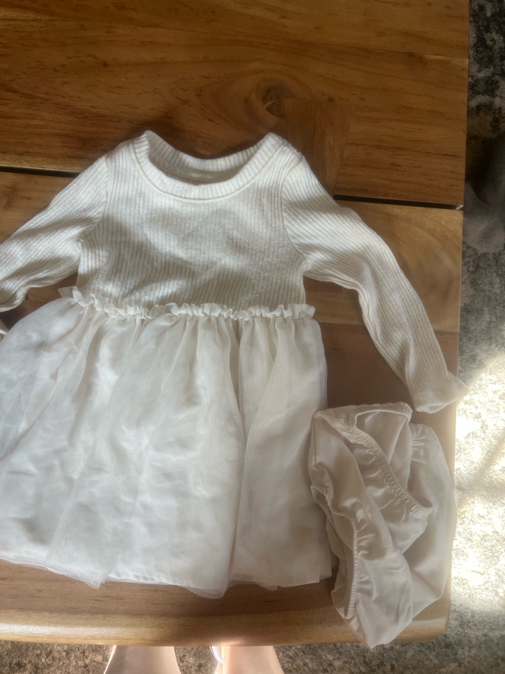 Cat & Jack Cream Long-Sleeve Tulle Dress with Bloomers